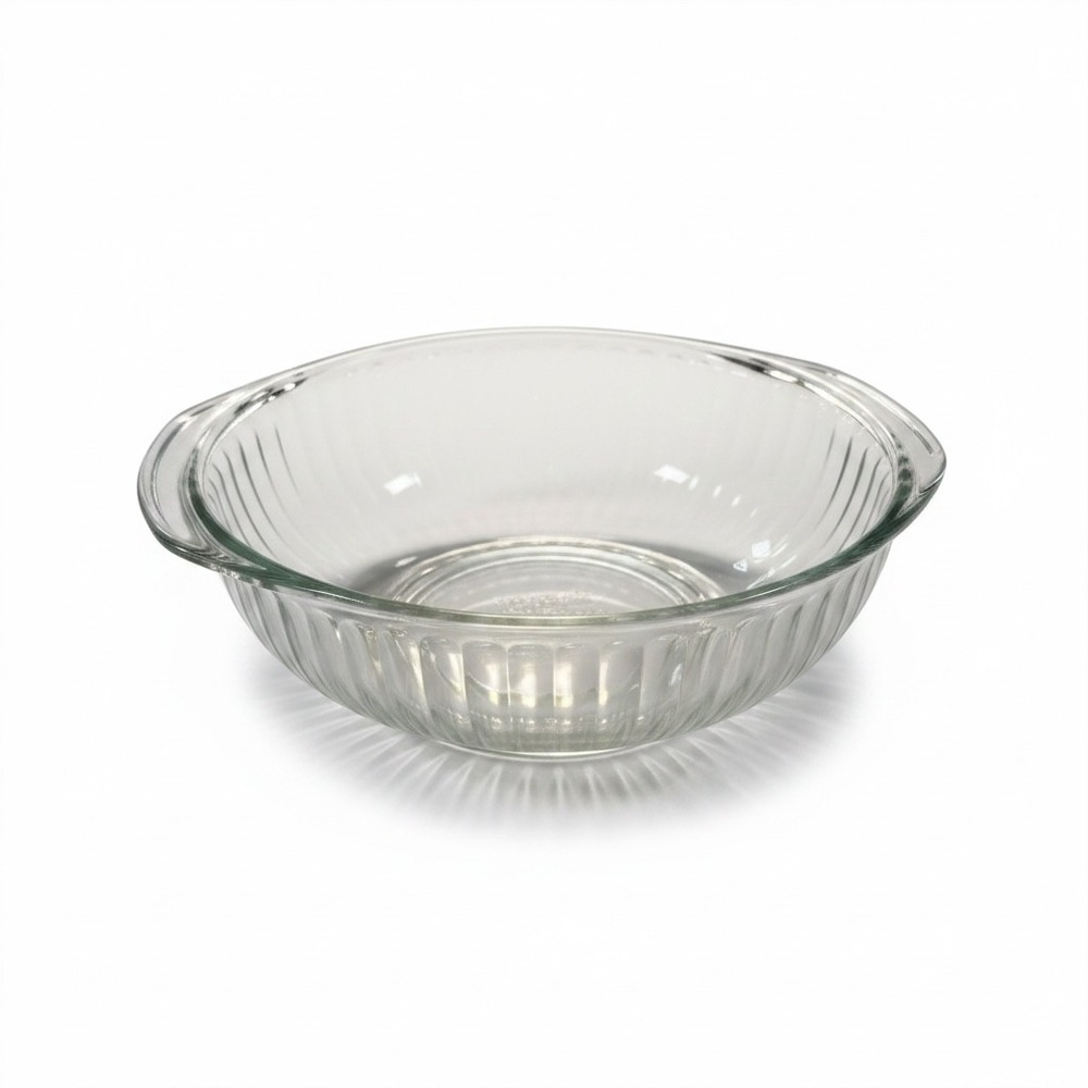 Vintage Pyrex Sculptured Clear Ribbed Casserole Serving 2qt Bowl 024-S 1970s